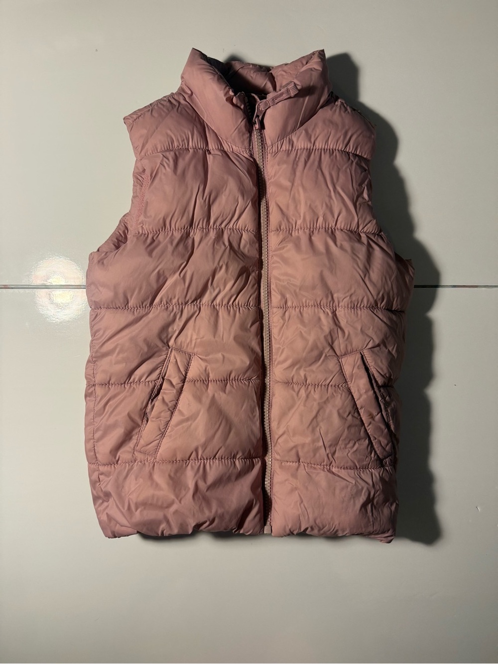 Girl Sz. 8 Old Navy Puffer Vest. Fleece Inside. Pink. EUC!